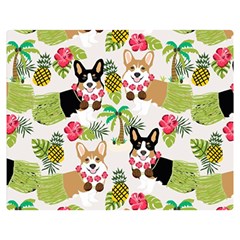 Corgis Hula Pattern Two Sides Premium Plush Fleece Blanket (medium) by Cowasu