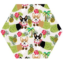 Corgis Hula Pattern Wooden Puzzle Hexagon by Cowasu