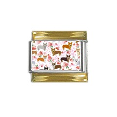 Corgis Corgi Pattern Gold Trim Italian Charm (9mm) by Cowasu