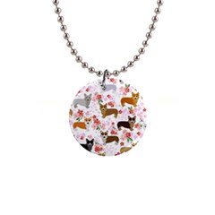 Corgis Corgi Pattern 1  Button Necklace by Cowasu