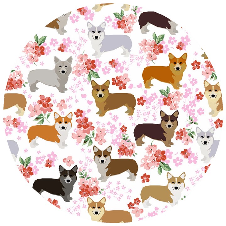 Corgis Corgi Pattern Wooden Puzzle Round