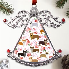 Corgis Corgi Pattern Metal Angel With Crystal Ornament by Cowasu