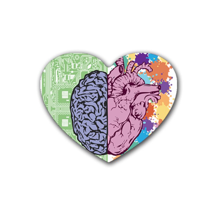 Brain-heart-balance-emotion Rubber Heart Coaster (4 pack)