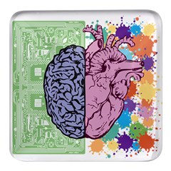 Brain-heart-balance-emotion Square Glass Fridge Magnet (4 Pack)