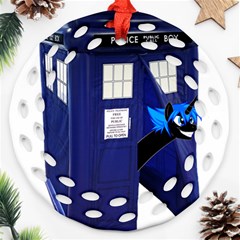 Tardis-doctor-who Round Filigree Ornament (two Sides)