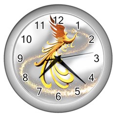 Phoenix Wall Clock (silver) by Cowasu