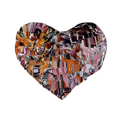 Pour Blend Smudged  Standard 16  Premium Flano Heart Shape Cushions by kaleidomarblingart