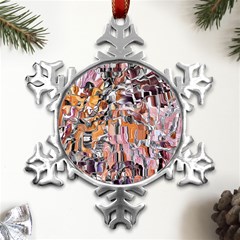 Pour Blend Smudged  Metal Small Snowflake Ornament