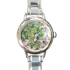 Peafowl Peacock Feather-beautiful Round Italian Charm Watch by Cowasu