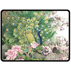 Peafowl Peacock Feather-beautiful Fleece Blanket (large) by Cowasu