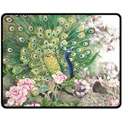 Peafowl Peacock Feather-beautiful Fleece Blanket (medium) by Cowasu