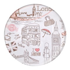 London-paris-drawing-vector-london-comics Round Glass Fridge Magnet (4 Pack) by Cowasu