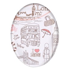 London-paris-drawing-vector-london-comics Oval Glass Fridge Magnet (4 Pack)