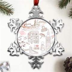 London-paris-drawing-vector-london-comics Metal Small Snowflake Ornament by Cowasu