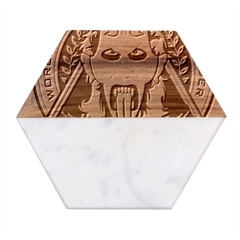 Krampus Marble Wood Coaster (hexagon)  by Cowasu