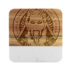 Krampus Marble Wood Coaster (square)