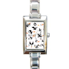 Dragon-phoenix-fire-bird-ancient Rectangle Italian Charm Watch by Cowasu