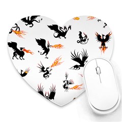 Dragon-phoenix-fire-bird-ancient Heart Mousepad by Cowasu