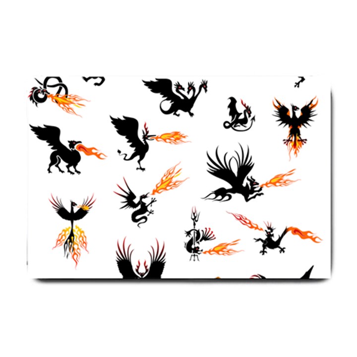 Dragon-phoenix-fire-bird-ancient Small Doormat