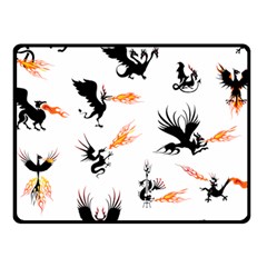 Dragon-phoenix-fire-bird-ancient Fleece Blanket (small) by Cowasu