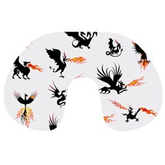 Dragon-phoenix-fire-bird-ancient Travel Neck Pillow by Cowasu