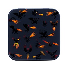 Dragon-phoenix-fire-bird-ancient Square Metal Box (black)