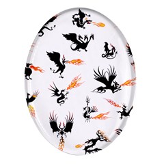 Dragon-phoenix-fire-bird-ancient Oval Glass Fridge Magnet (4 Pack) by Cowasu