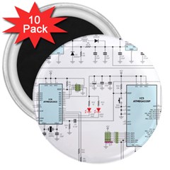 Circuits-electronics-atmel 3  Magnets (10 Pack)  by Cowasu