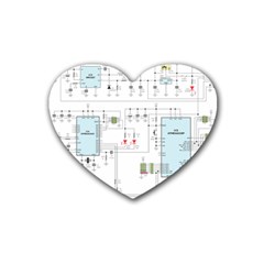 Circuits-electronics-atmel Rubber Coaster (heart) by Cowasu