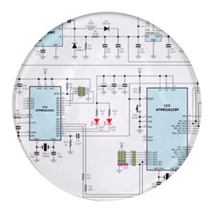 Circuits-electronics-atmel Round Glass Fridge Magnet (4 Pack)