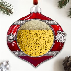 Beer Bubbles Metal Snowflake And Bell Red Ornament