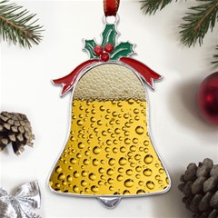 Beer Bubbles Metal Holly Leaf Bell Ornament