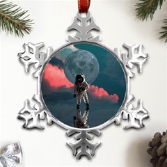 Astronaut-moon-space-nasa-planet Metal Small Snowflake Ornament by Cowasu