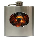 Dragon Fire Fantasy Art Hip Flask (6 oz) Front