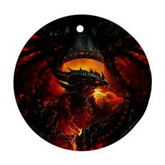 Dragon Fire Fantasy Art Round Ornament (two Sides)