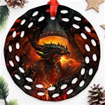 Dragon Fire Fantasy Art Ornament (Round Filigree) Front