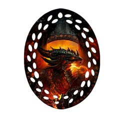 Dragon Fire Fantasy Art Ornament (oval Filigree)