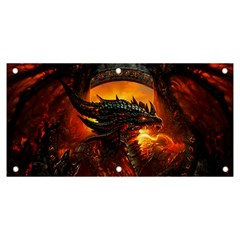 Dragon Fire Fantasy Art Banner And Sign 6  X 3  by Cowasu