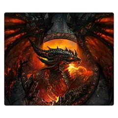 Dragon Fire Fantasy Art Premium Plush Fleece Blanket (small) by Cowasu