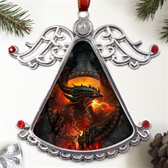 Dragon Fire Fantasy Art Metal Angel With Crystal Ornament by Cowasu