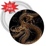 Fantasy Dragon Pentagram 3  Buttons (100 pack)  Front