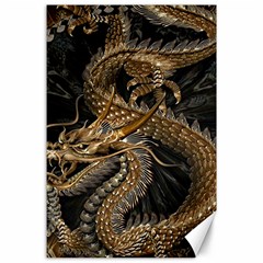 Fantasy Dragon Pentagram Canvas 24  X 36  by Cowasu