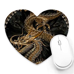 Fantasy Dragon Pentagram Heart Mousepad by Cowasu