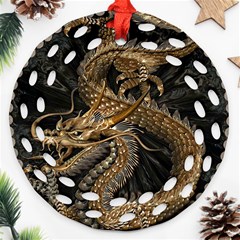 Fantasy Dragon Pentagram Ornament (round Filigree) by Cowasu