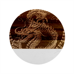 Fantasy Dragon Pentagram Marble Wood Coaster (round) by Cowasu