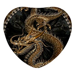 Fantasy Dragon Pentagram Heart Glass Fridge Magnet (4 Pack)