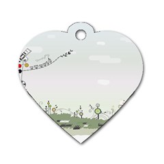 Abstract-background-children Dog Tag Heart (two Sides) by Cowasu