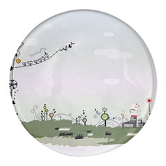 Abstract-background-children Round Glass Fridge Magnet (4 Pack)