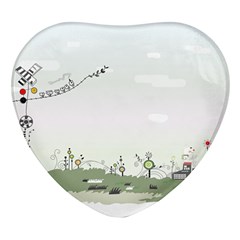 Abstract-background-children Heart Glass Fridge Magnet (4 Pack)