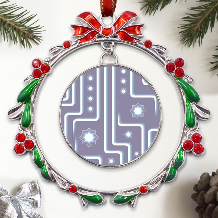 Pattern-non-seamless-background Metal X mas Wreath Ribbon Ornament